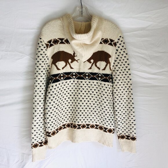 American Eagle Men's Size Small Knit Pullover Hoodie Sweater Moose Deer - Picture 5 of 5